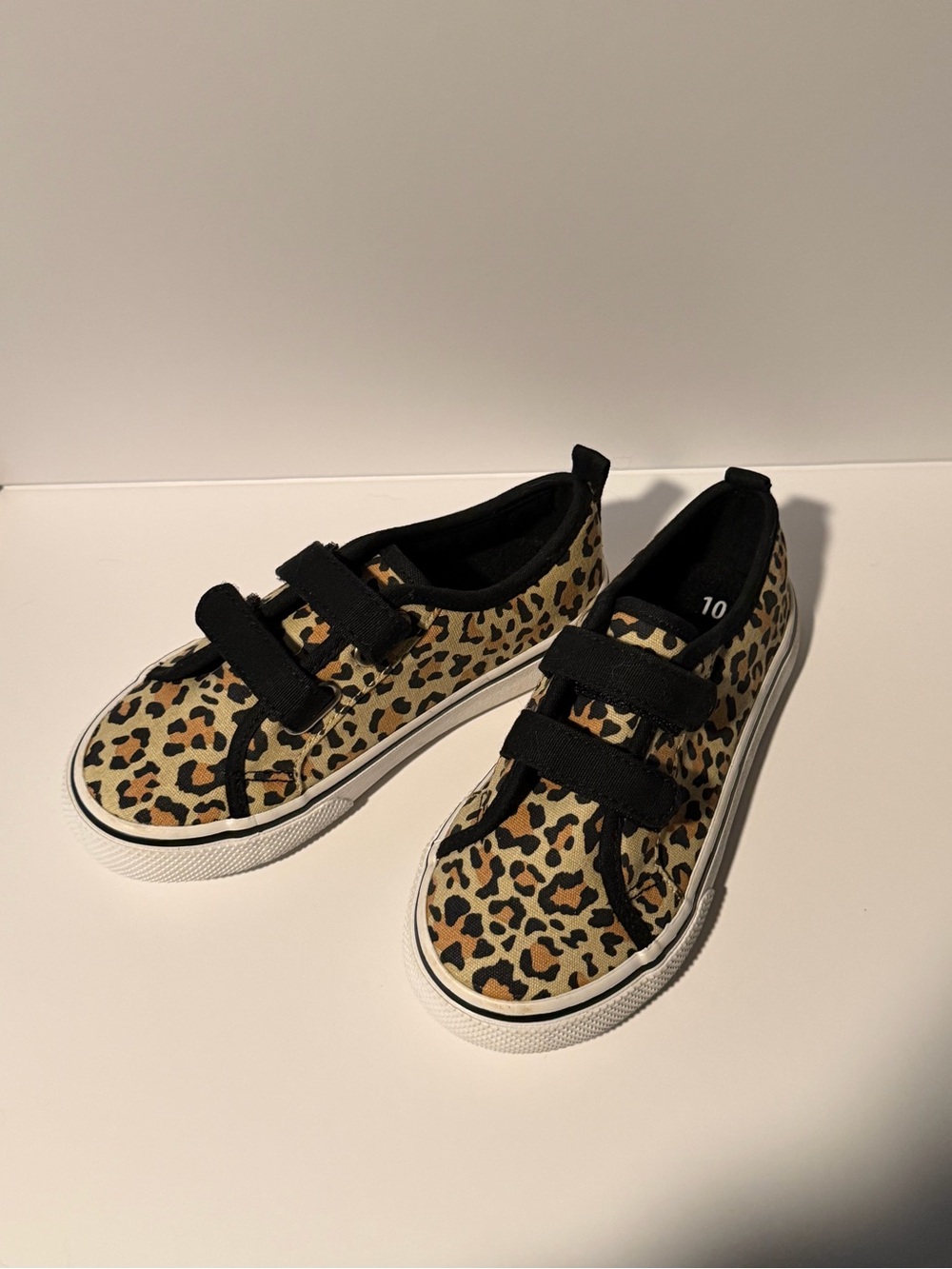 wonder nation Leopard Print Velcro Sneakers - Black & Tan